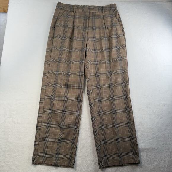 Old Navy Sz L Taylor Wide Leg Trouser Pants Pleated High Waisted Straight Plaid - Picture 3 of 15